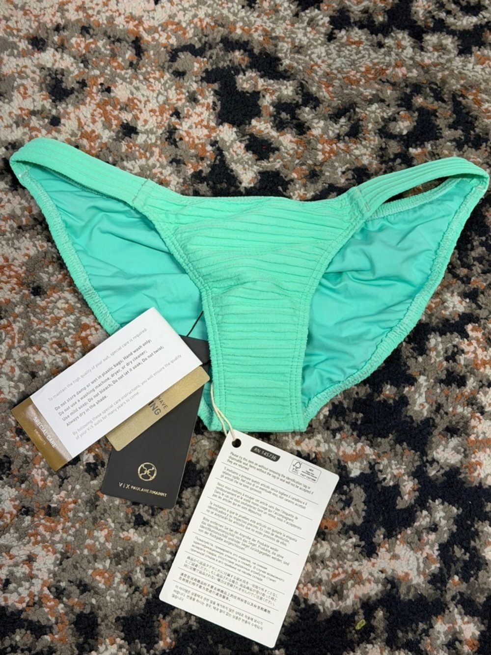 NWT Vix Paula Hermanny ‘Dune Fany’ Ribbed Bikini Briefs in Mint / Teal Size S - Picture 5 of 12